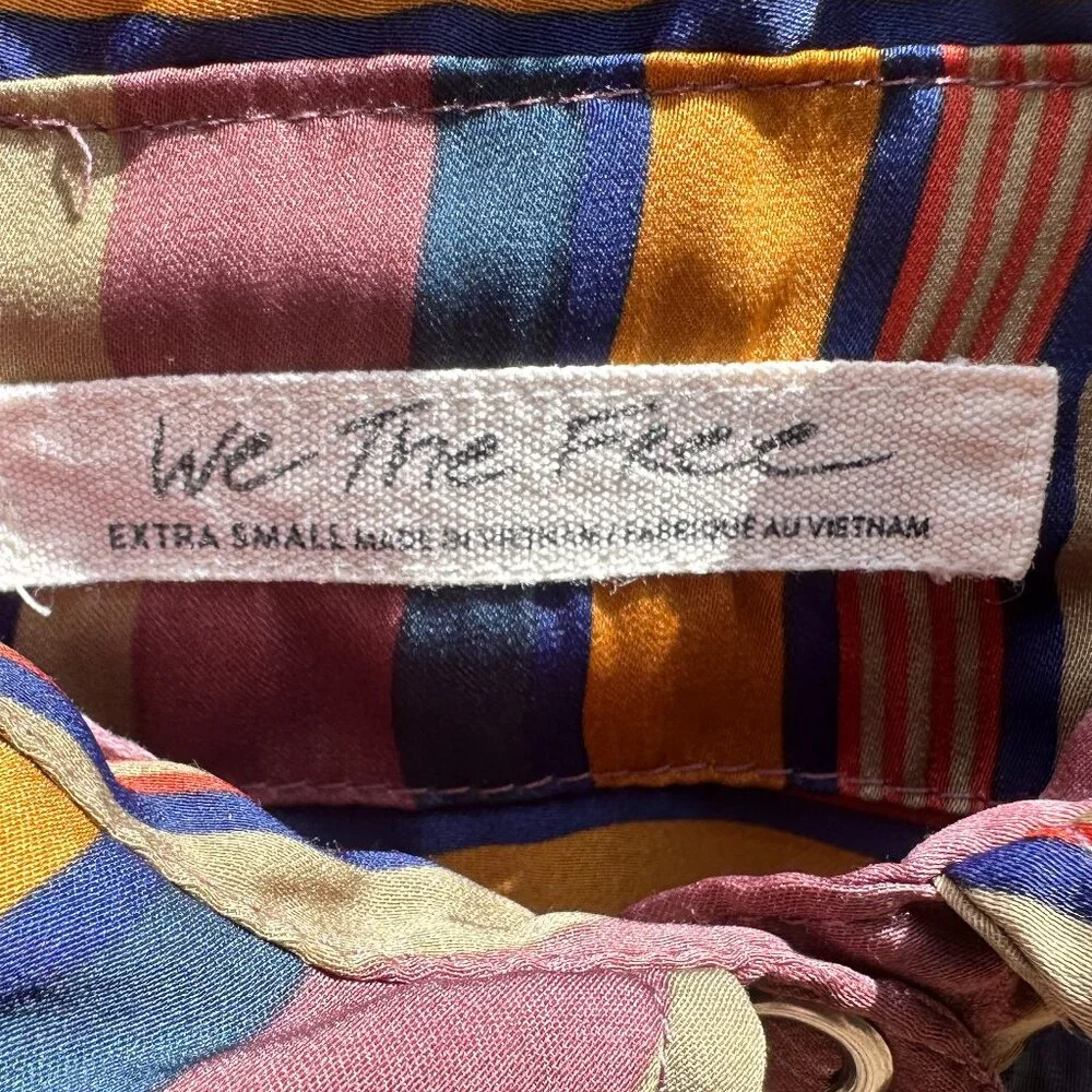 Free People Striped Satin Boyfriend Button-Down Shirt